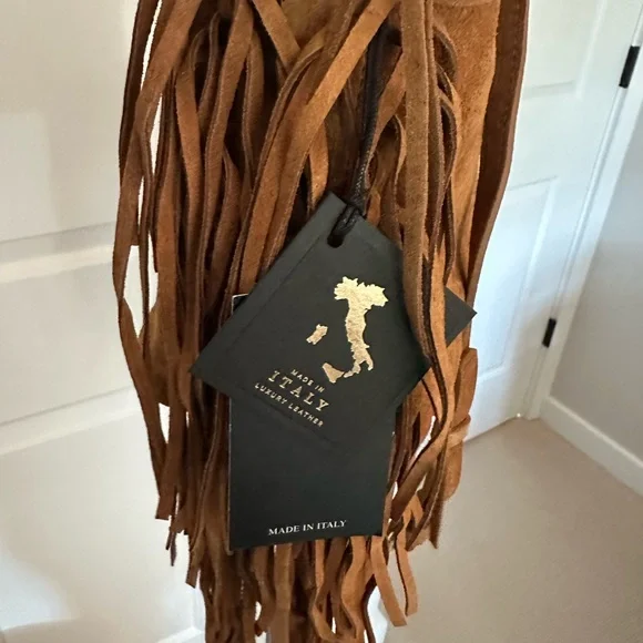 Fringe Suede Tan Claudia Firenze Bag New With Tags - Picture 2 of 5